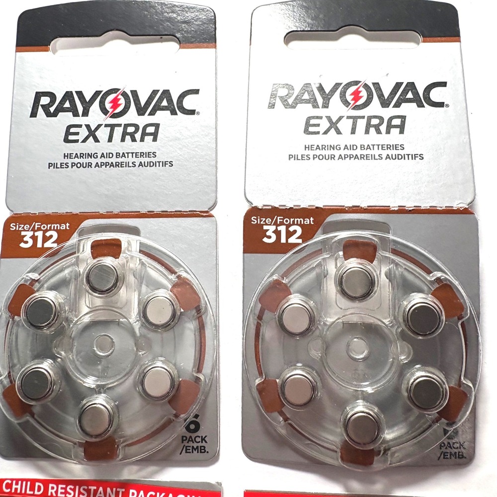 Rayovac Extra Hearing Aid Batteries Size 312‎ Brown Tab 1.45V Lot of 28 Total